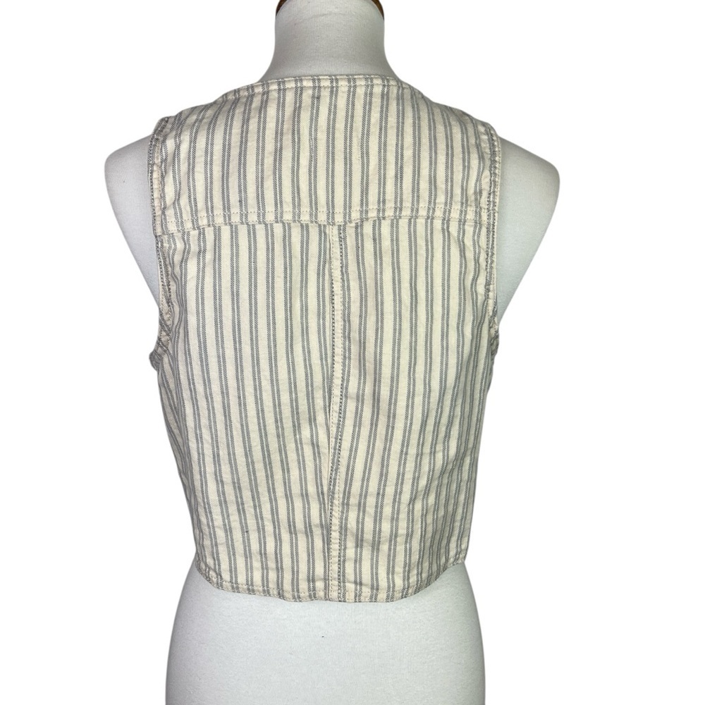 ANA A New Approach Linen Cotton Striped Button Front Vest Boho Women’s Size M - Picture 4 of 7